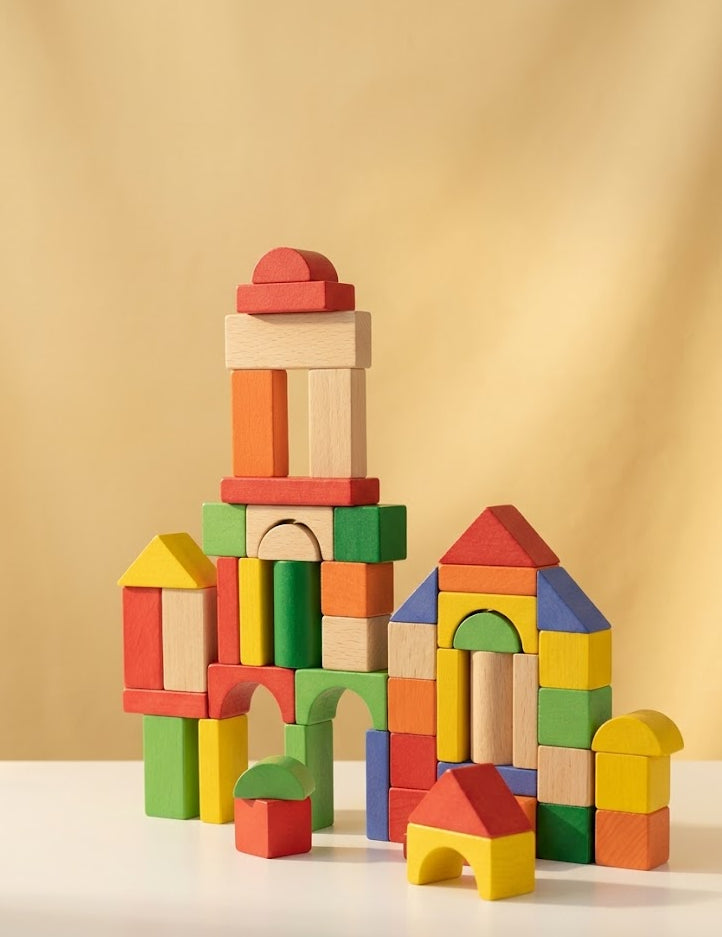 50 PC Wooden Building Blocks
