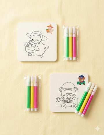 Four-Panel Colouring Page With 3 Sketch
