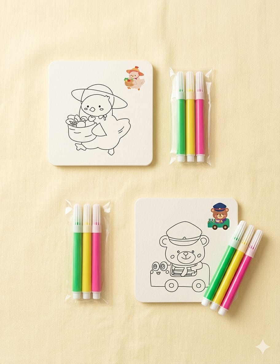 Four-Panel Colouring Page With 3 Sketch