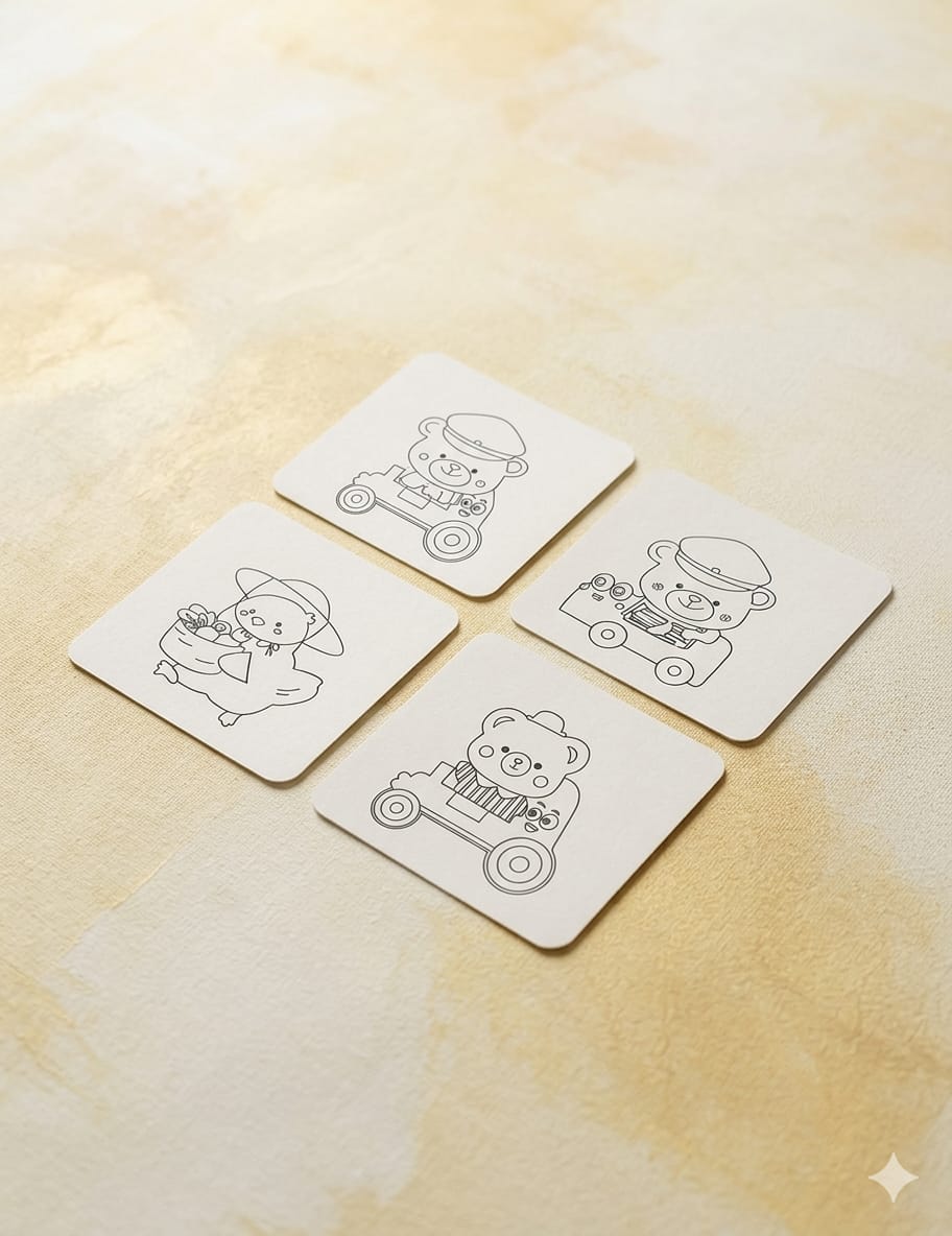 Four-Panel Colouring Page With 3 Sketch
