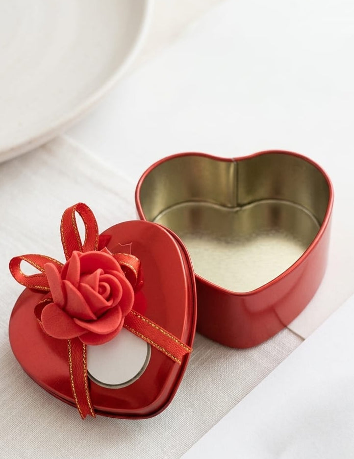 Red Heart Metal Tin Box
